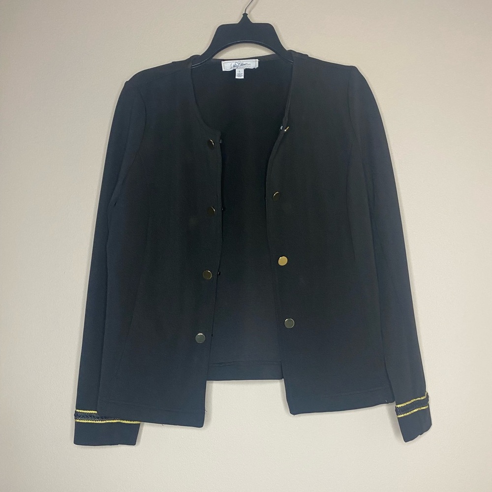 Libby Edelman Black Blazer with Gold accents buttons